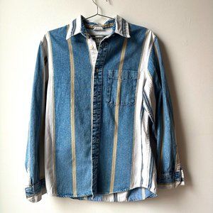Like New Striped Denim Button Down